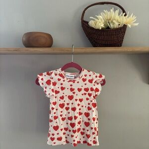 mini Rodini Flutter Sleeve T Shirt with Hearts • 6-12m